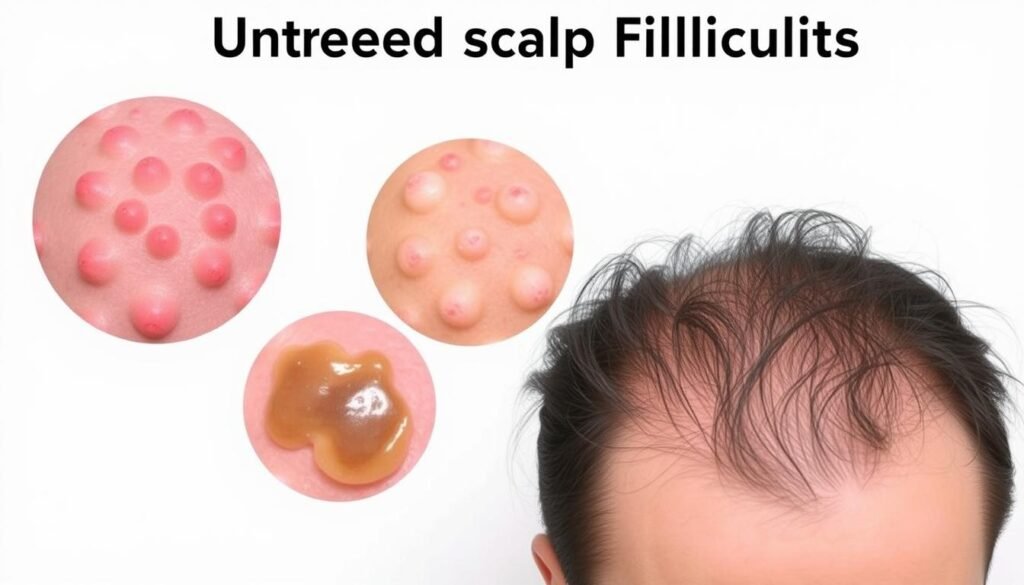 Untreated folliculitis stages and progression