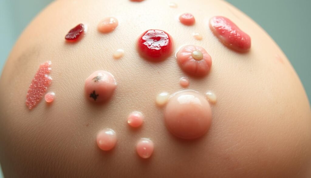 scalp sores, lesions, nodules, and cysts